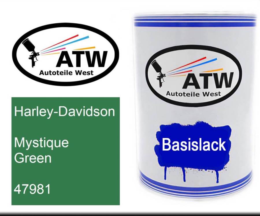 Harley-Davidson, Mystique Green, 47981: 500ml Lackdose, von ATW Autoteile West.